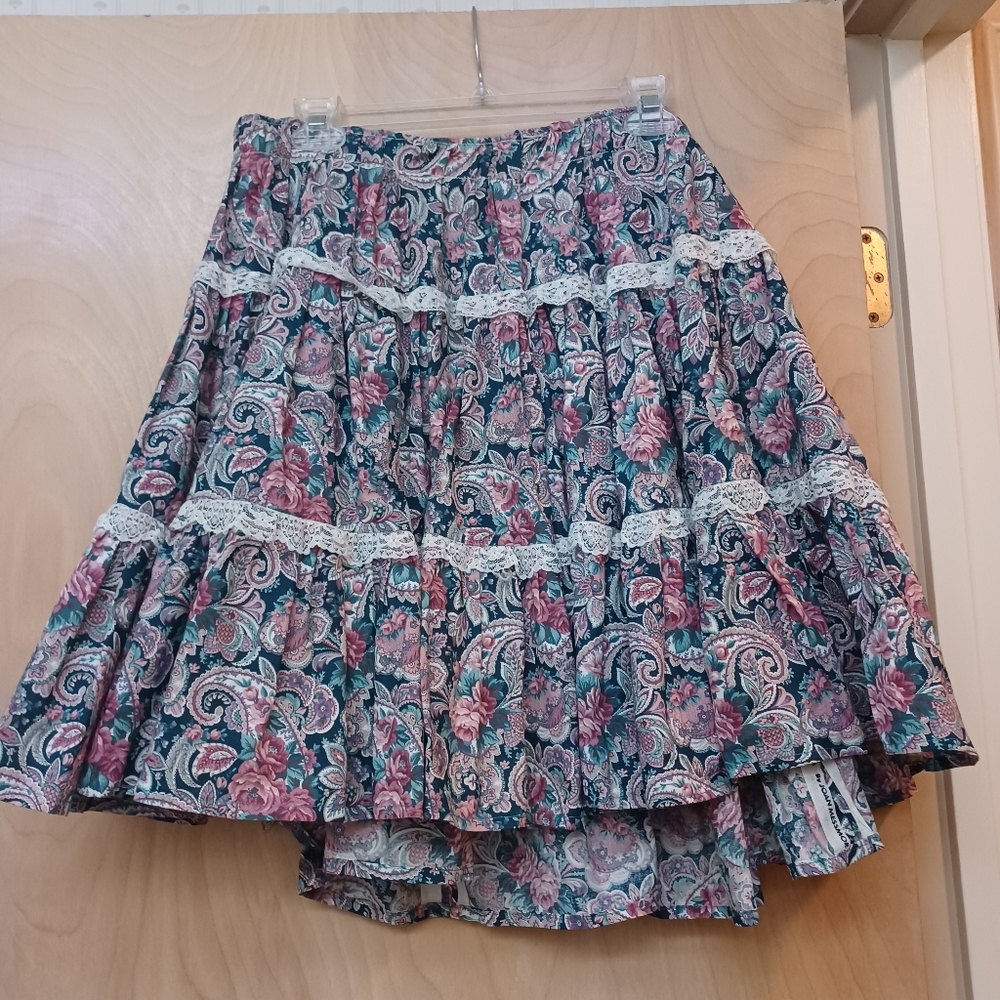 Vintage Lace Circle Prairie CottageCore Skirt M L